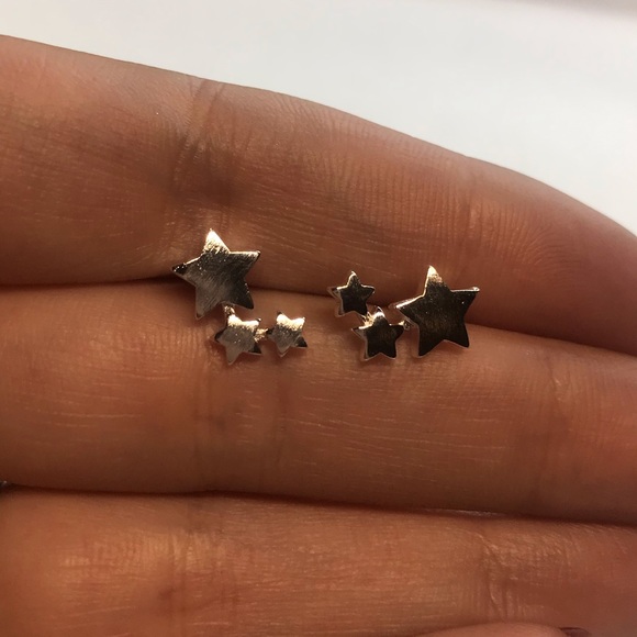 Sterling Silver 925 Star Stud Earrings - Picture 2 of 5